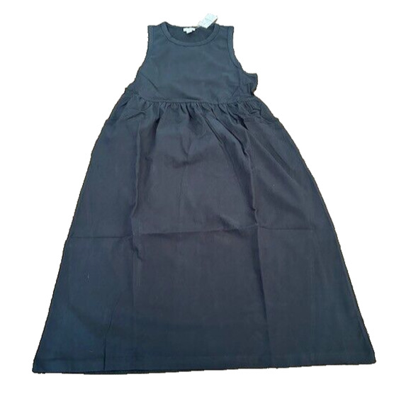 J. Crew Tank Dress Maxi Crewneck Sleeveless BR874 Black Womens Petite Small NEW - Picture 1 of 5